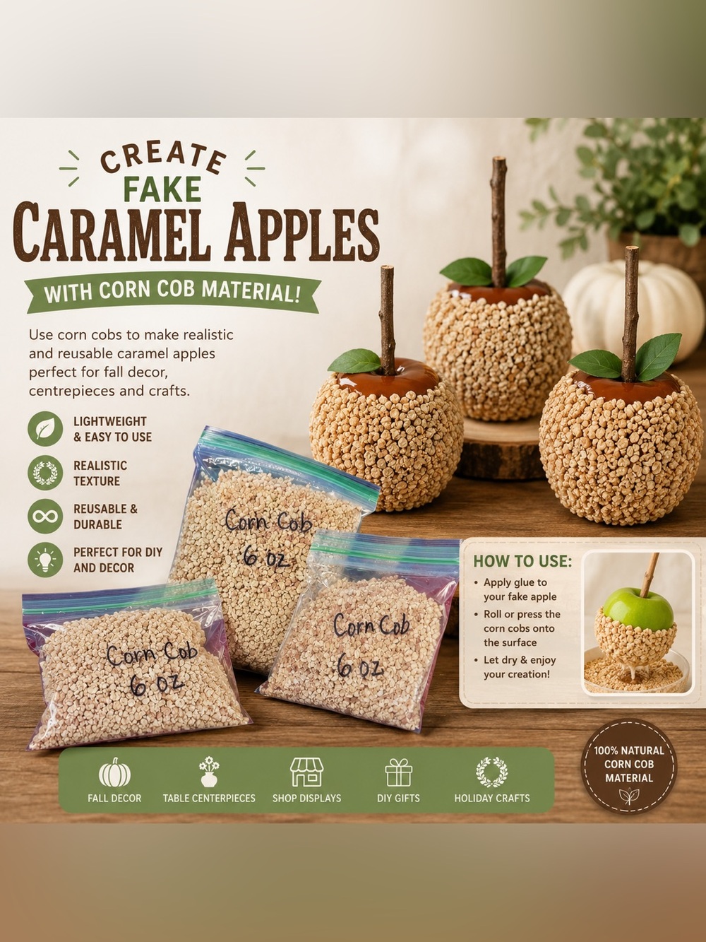 6 oz. Premium corn cob for craft
